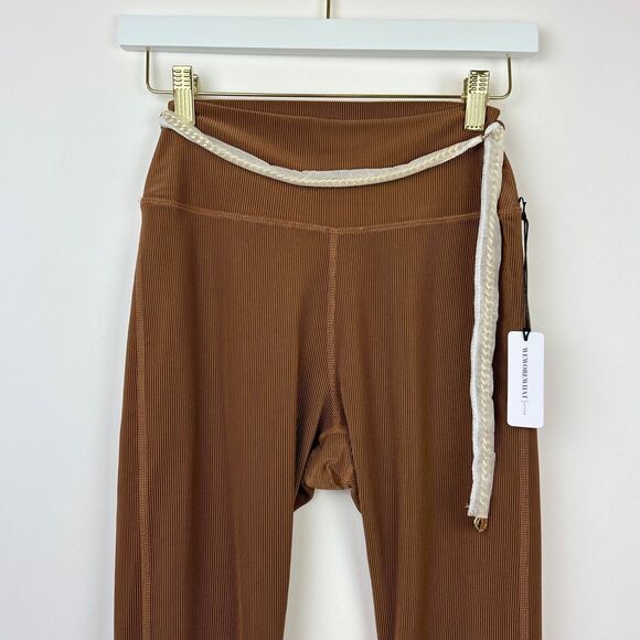 WeWoreWhat Chain High Rise Legging Ribbed Brown Stretch Athleisure Small NWT - Picture 6 of 12
